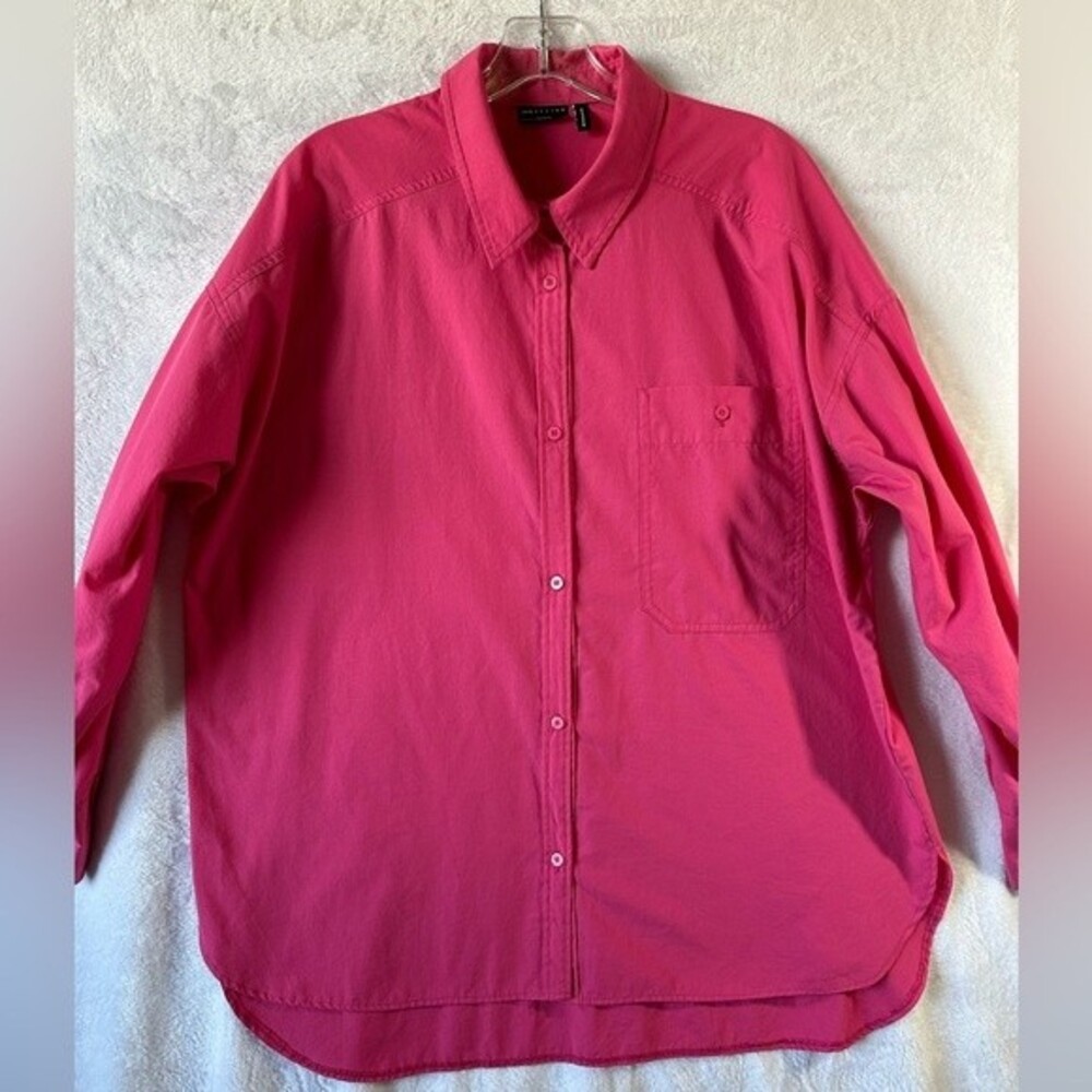 ASOS‎ DESIGN Oversized Bright Pink Button Up Shirt Size 10 Career Office